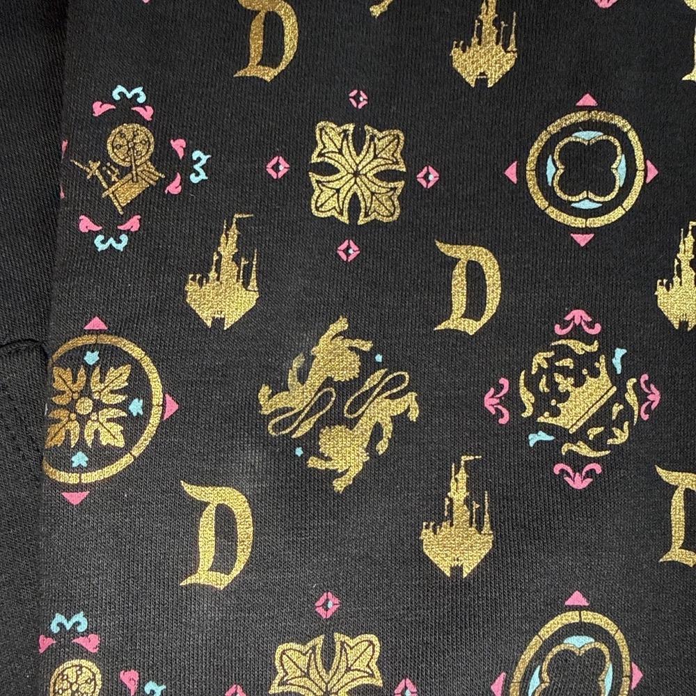 Disney Parks Disneyland Zip Hoodie 2XL Black Gold Foil Castle Vacation Cozy - Picture 9 of 16